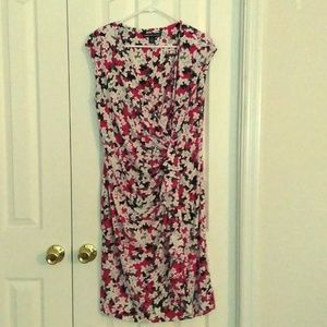 Faux Wrap/Cap Sleeve Flowered Dress